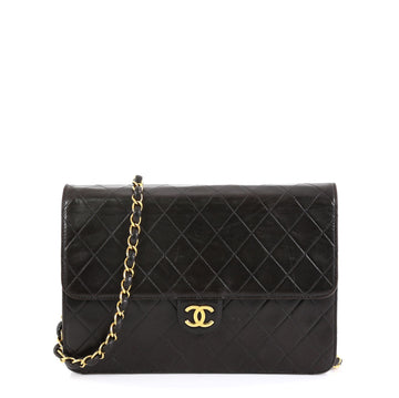 Chanel Vintage Clutch with Chain Quilted Leather Medium Black 453661
