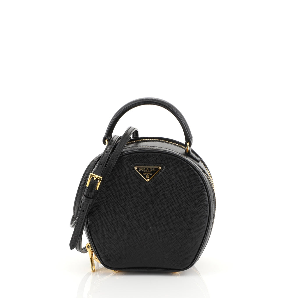 Prada Round Convertible Top Handle Bag Saffiano Leather Mini at