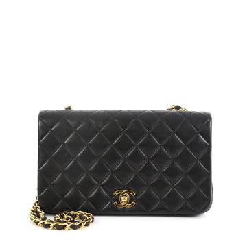 Chanel Vintage Full Flap Bag Quilted Lambskin Medium Black 4537511