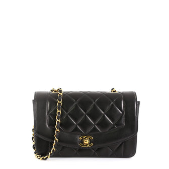 Chanel Vintage Diana Flap Bag Quilted Lambskin Small Black 4537515