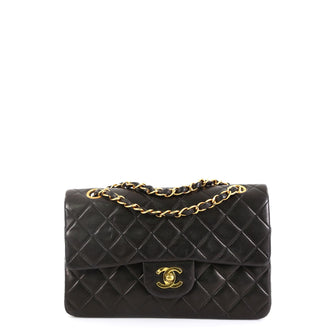 Chanel Vintage Classic Double Flap Bag Quilted Lambskin Medium Black 4537516