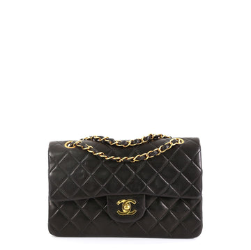 Chanel Vintage Classic Double Flap Bag Quilted Lambskin Medium Black 4537516