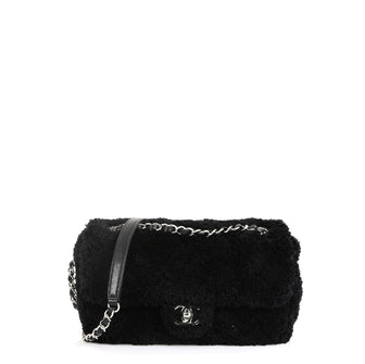 Chanel CC Chain Flap Bag Quilted Mixed Fibers Medium Black 4537522