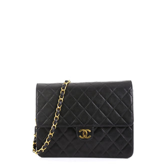 Chanel Vintage Clutch with Chain Quilted Leather Small Black 4537525