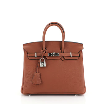 Hermes Birkin Handbag Brown Togo with Palladium Hardware 25 Brown 4537527