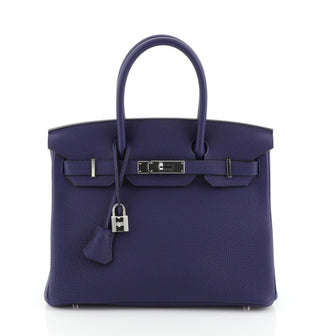 Hermes Birkin Handbag Blue Togo with Palladium Hardware 30 Blue 4537529