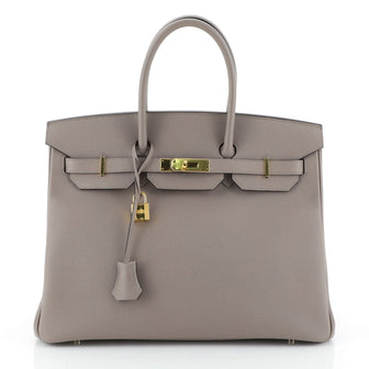 Hermes Birkin Handbag Gray Epsom with Gold Hardware 35 Gray 4537545