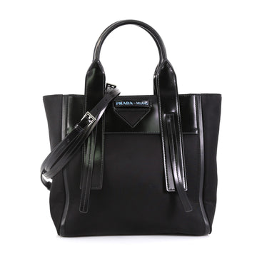 Prada Ouverture Tote Tessuto with Leather Small Black 4537715