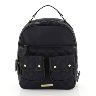 Burberry Double Pocket Backpack Quilted Nylon Medium Blue 4537716
