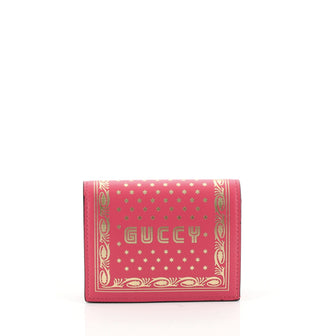 Gucci Flap Card Case Limited Edition Printed Leather Pink 4537720