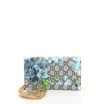 Gucci Chain Wallet Blooms Print GG Coated Canvas Brown 4537723