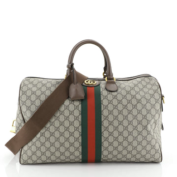 Gucci Ophidia Carry On Duffle Bag GG Coated Canvas Large Brown 453775