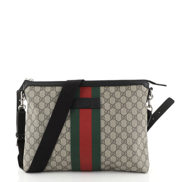 Gucci Web Messenger Bag GG Coated Canvas Large Brown 453778