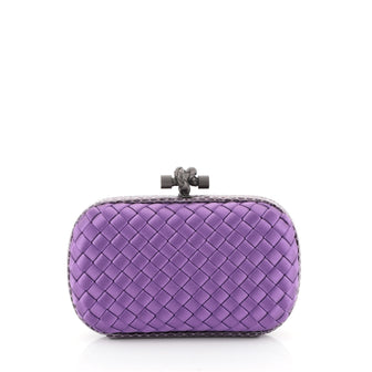 Bottega Veneta Box Knot Clutch Intrecciato Satin Small Purple 453841