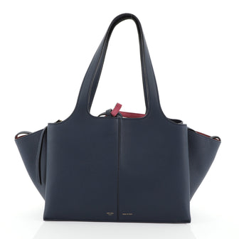 Celine Tri-Fold Shoulder Bag Grained Calfskin Small Blue 453851