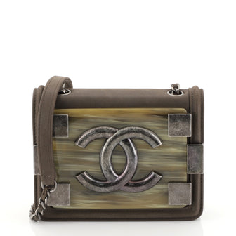 Chanel Boy Brick Flap Bag Iridescent Calfskin and Plexiglass Mini Brown 453953