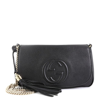 Gucci Soho Chain Crossbody Bag Leather Medium Black 453964