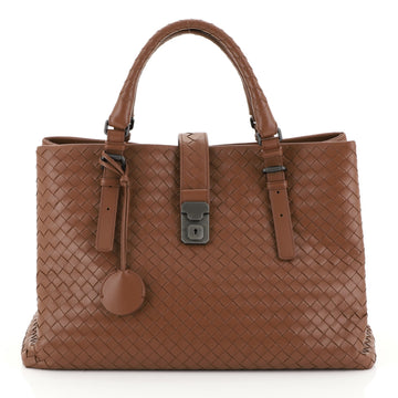 Bottega Veneta Roma Handbag Intrecciato Nappa Medium Red 4539714