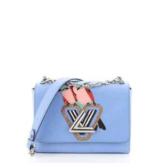 Louis Vuitton Twist Handbag Epi Leather with Sequins MM Blue 4539718