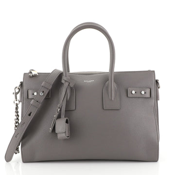 Saint Laurent Sac de Jour Souple Zip Tote Leather Small Gray 453979