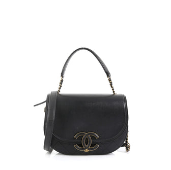 Coco Curve Flap Messenger Calfskin and Quilted Goatskin Small