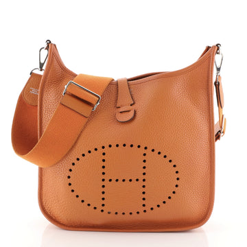 Hermes Evelyne Crossbody Gen III Clemence PM Orange 454011