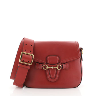Gucci Lady Web Shoulder Bag Leather Medium Red 454026