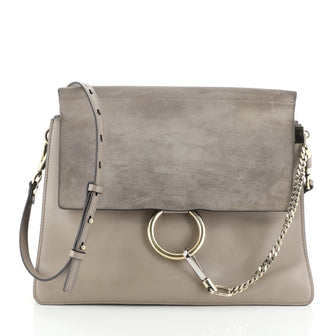 Faye Shoulder Bag Leather and Suede Medium