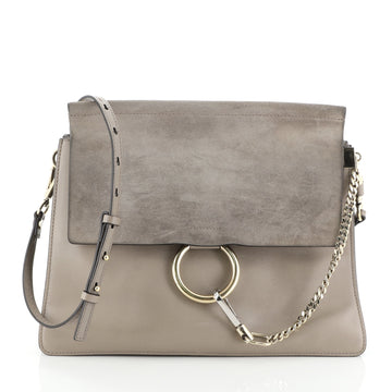 Faye Shoulder Bag Leather and Suede Medium