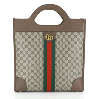 Gucci Ophidia Cut Out Handle Bag GG Coated Canvas Medium Brown 454191