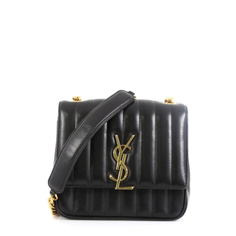 Saint Laurent Vicky Crossbody Bag Vertical Quilted Leather Medium Black 454201