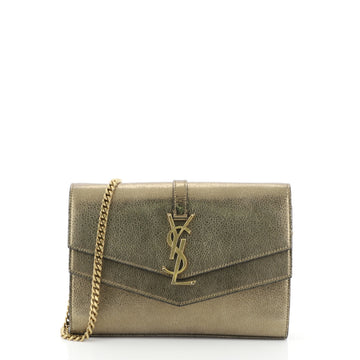 Saint Laurent Sulpice Chain Wallet Leather Metallic 454202