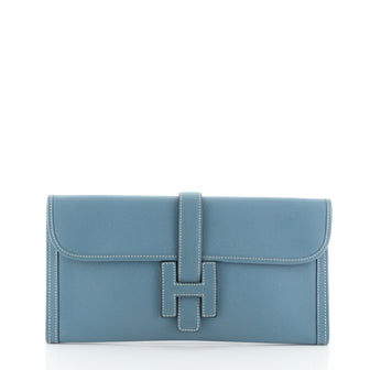 Hermes Jige Elan Clutch Epsom 29 Blue 454221