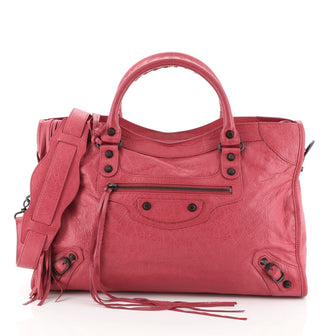 Balenciaga City Classic Studs Bag Leather Medium Pink 454226