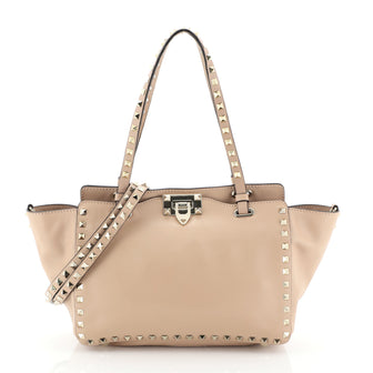 Valentino Rockstud Tote Soft Leather Small Neutral 45427100