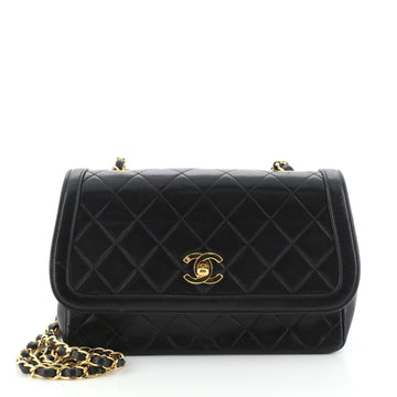 Chanel Vintage Chain Curved Flap Bag Quilted Leather Small