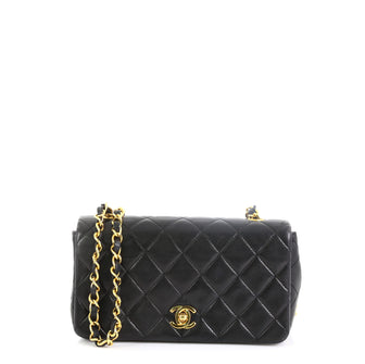 Chanel Vintage Full Flap Bag Quilted Lambskin Mini Black 45427109