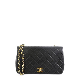 Chanel Vintage Full Flap Bag Quilted Lambskin Small Black 45427110