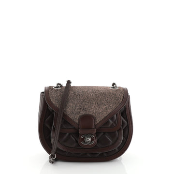 Chanel Saddle Bag Quilted Calfskin and Pony Hair Medium Brown 45427115