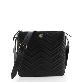 Gucci GG Marmont Zip Messenger Bag Matelasse Leather Medium