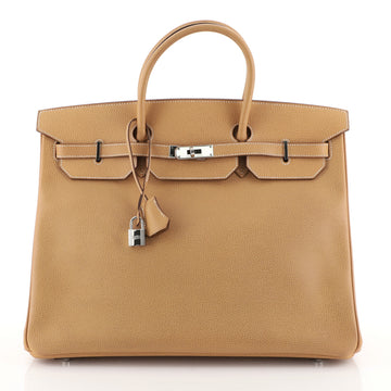 Hermes Birkin Handbag Brown Vache Liegee with Palladium Hardware 40 Brown 4542712