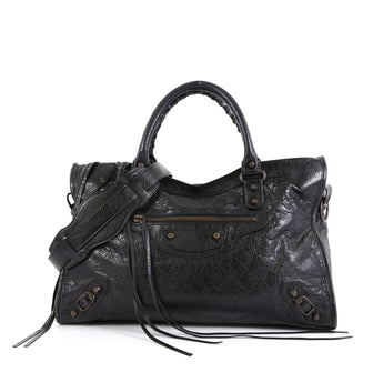 Balenciaga City Classic Studs Bag Leather Medium Black 45427141