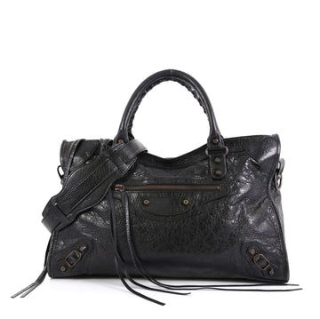 Balenciaga City Classic Studs Bag Leather Medium Black 45427141