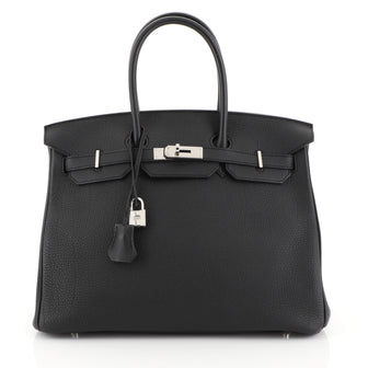 Hermes Birkin Handbag Black Togo with Palladium Hardware 35 Black 4542714