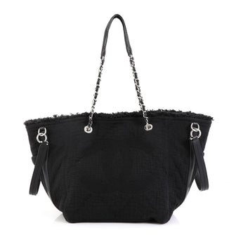 Chanel CC Open Tote Fringe Quilted Canvas Medium Black 45427152