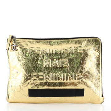 Chanel Feminine Pouch Crinkled Leather Large Metallic 45427153