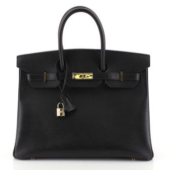 Hermes Birkin Handbag Black Ardennes with Gold Hardware 35 Black 4542715