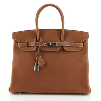 Hermes Birkin Handbag Brown Barenia Faubourg with Palladium Hardware 35 Brown 4542718