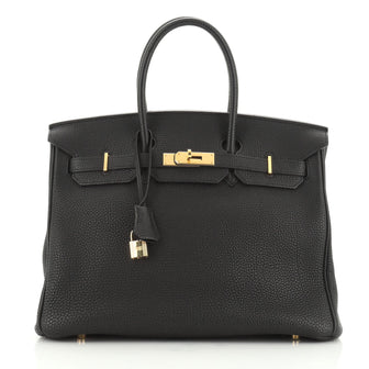 Hermes Birkin Handbag Black Togo with Palladium Hardware 35