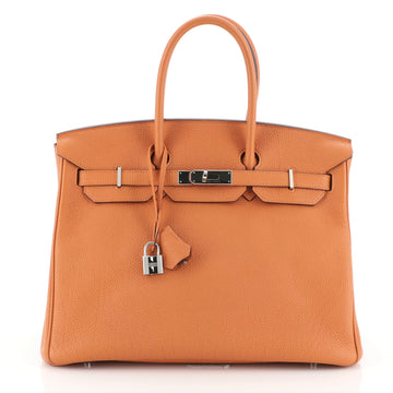 Hermes Birkin Handbag Orange Togo with Palladium Hardware 35 Orange 4542725